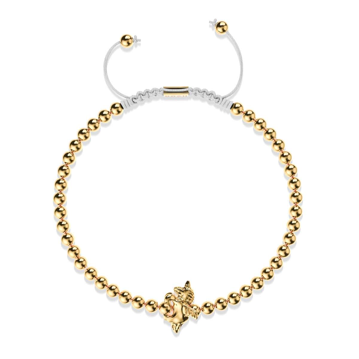 Pégase | Or 18 carats | Bracelet à breloques en macramé licorne ailée